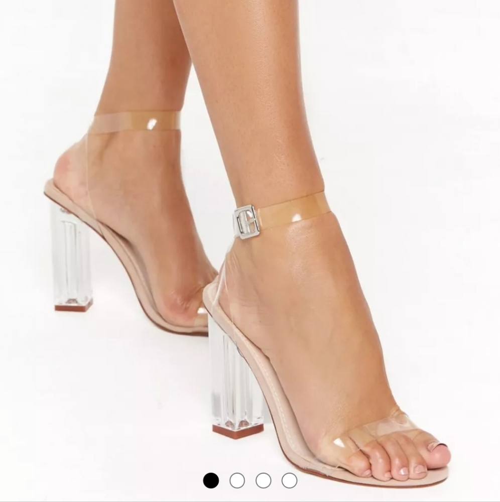Nasty Gal Women's Clear Open Toe Block Heels, Size 7